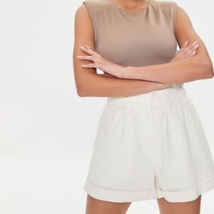 Forever 21 Linen-Blend Paperbag Shorts Cream Size XS